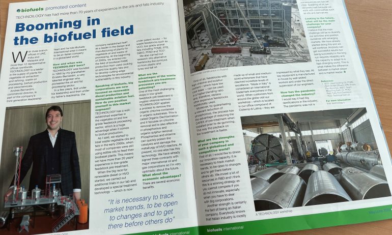 ANDREA BERNARDINI SPEAKS TO BIOFUELS INTERNATIONAL MAGAZINE ABOUT WASTE FEEDSTOCK PRE-TREATMENT