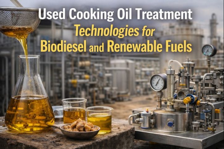 Used cooking oil treatment system for biodiesel feedstock pretreatment in an industrial plant