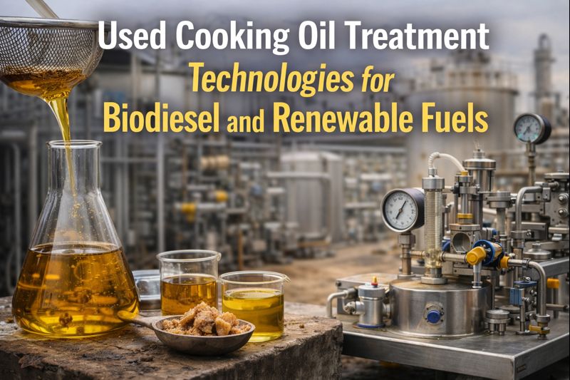 Used cooking oil treatment system for biodiesel feedstock pretreatment in an industrial plant