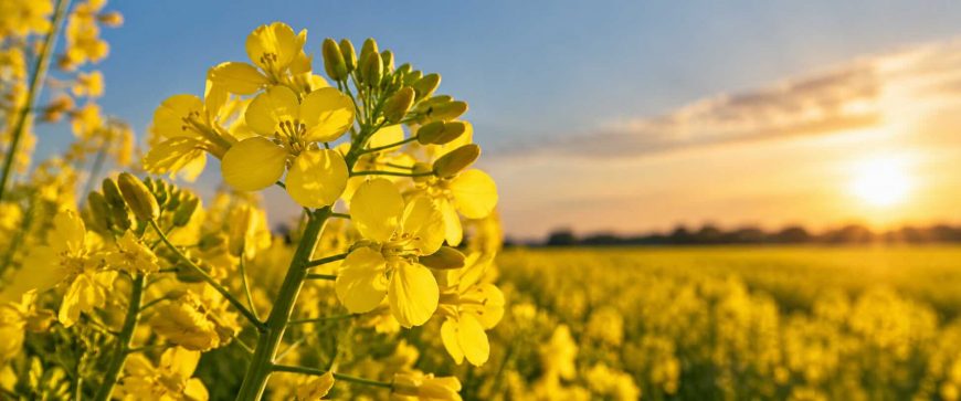 Rapeseed Oil Processing – Yellow rapeseed flowers in a cultivated field